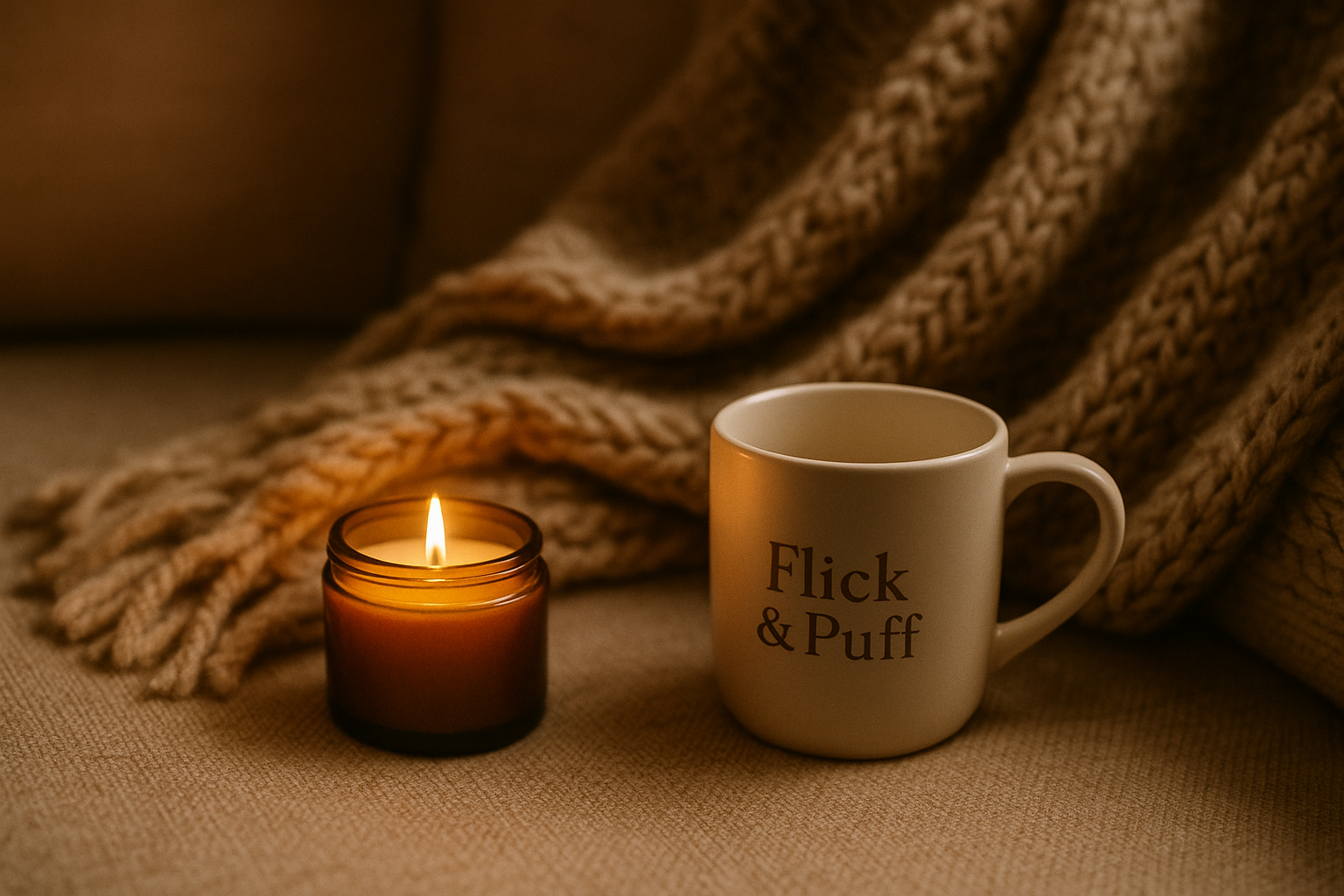 Candlelight and soft throw
